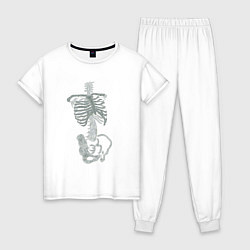Пижама хлопковая женская Скелет, цвет: белый