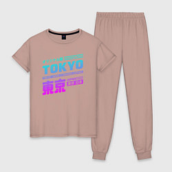 Пижама хлопковая женская Tokyo, цвет: пыльно-розовый