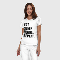 Пижама хлопковая женская EAT SLEEP BASKETBALL REPEAT, цвет: белый — фото 2