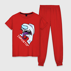 Пижама хлопковая женская AMONG US - IMPOSTOR, цвет: красный