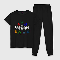 Пижама хлопковая женская GENSHIN IMPACT, цвет: черный