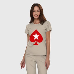 Пижама хлопковая женская Покер Пики Poker Stars, цвет: миндальный — фото 2