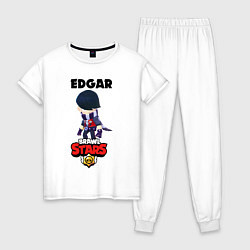 Пижама хлопковая женская BRAWL STARS EDGAR, цвет: белый