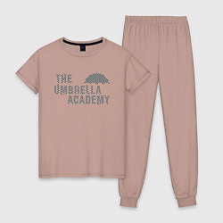 Пижама хлопковая женская Umbrella academy, цвет: пыльно-розовый