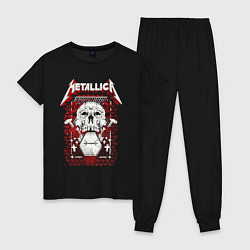 Пижама хлопковая женская Metallica art 01, цвет: черный