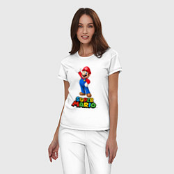 Пижама хлопковая женская Super Mario, цвет: белый — фото 2