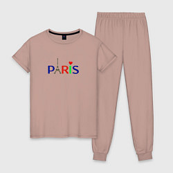 Пижама хлопковая женская Paris, цвет: пыльно-розовый