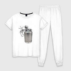 Пижама хлопковая женская Фляга свистит, цвет: белый