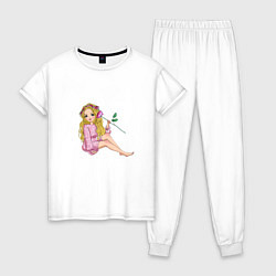 Пижама хлопковая женская Лесная нимфа, цвет: белый