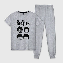 Пижама хлопковая женская The Beatles Liverpool Four, цвет: меланж