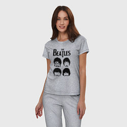 Пижама хлопковая женская The Beatles Liverpool Four, цвет: меланж — фото 2
