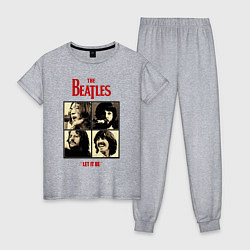 Пижама хлопковая женская The Beatles LET IT BE, цвет: меланж