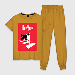 Пижама хлопковая женская The Beatles, цвет: горчичный
