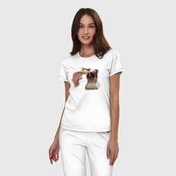 Пижама хлопковая женская Pop Cat, цвет: белый — фото 2