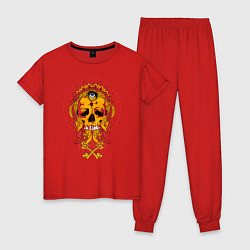 Пижама хлопковая женская Череп Art, цвет: красный