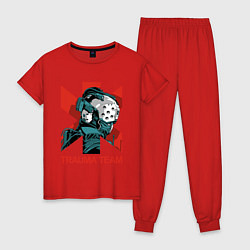 Пижама хлопковая женская TRAUMA TEAM Cyberpunk 2077, цвет: красный