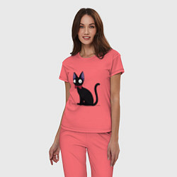 Пижама хлопковая женская Кот студии Гибли, цвет: коралловый — фото 2