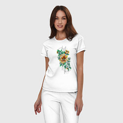 Пижама хлопковая женская Sunflower, цвет: белый — фото 2