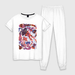 Пижама хлопковая женская Медузы, цвет: белый