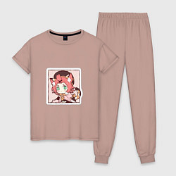 Пижама хлопковая женская Диона, цвет: пыльно-розовый