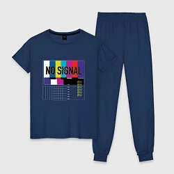 Пижама хлопковая женская Vaporwave No Signal TV, цвет: тёмно-синий