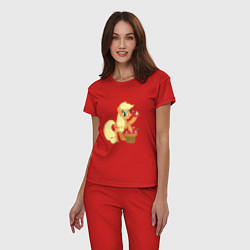 Пижама хлопковая женская Applejack, цвет: красный — фото 2