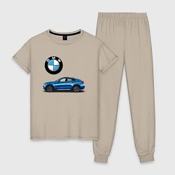 Пижама хлопковая женская BMW X6, цвет: миндальный