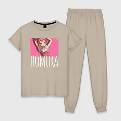Пижама хлопковая женская Homura цвета миндальный — фото 1