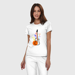Пижама хлопковая женская Цветная гитара, цвет: белый — фото 2