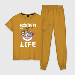 Пижама хлопковая женская Ramen life, цвет: горчичный