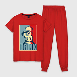 Пижама хлопковая женская Bender, цвет: красный