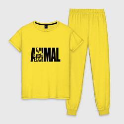 Пижама хлопковая женская ANIMAL ЭНИМАЛ, цвет: желтый