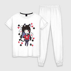 Пижама хлопковая женская Кошечка Юмэко Безумный азарт, цвет: белый