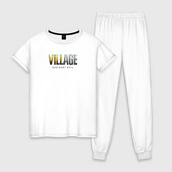 Пижама хлопковая женская Resident Evil Village Надпись, цвет: белый