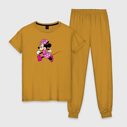 Пижама хлопковая женская Минни Маус, цвет: горчичный