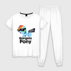 Пижама хлопковая женская Gangsta pony, цвет: белый