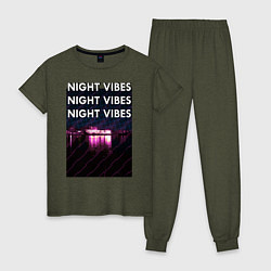 Пижама хлопковая женская Ночная гладь, цвет: меланж-хаки