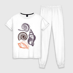 Пижама хлопковая женская Sea House III, цвет: белый