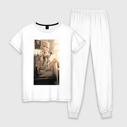 Пижама хлопковая женская Lumine fan art, цвет: белый