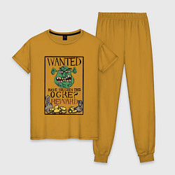 Пижама хлопковая женская Shrek: Wanted, цвет: горчичный