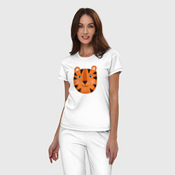 Пижама хлопковая женская Тигр, цвет: белый — фото 2