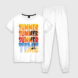 Пижама хлопковая женская SUMMER TIME, цвет: белый