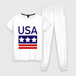 Пижама хлопковая женская USA, цвет: белый