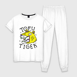 Пижама хлопковая женская Tofu Tiger Тигр Сыр Тофу, цвет: белый