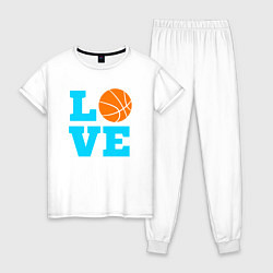 Пижама хлопковая женская Love basketball, цвет: белый