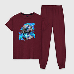 Пижама хлопковая женская Слон свесил лапки, цвет: меланж-бордовый