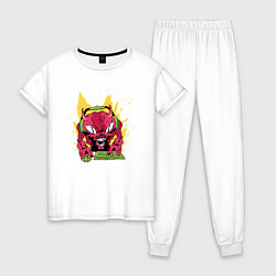 Пижама хлопковая женская Демон Геймер Demon Gamer, цвет: белый