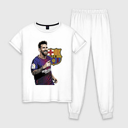 Пижама хлопковая женская Lionel Messi Barcelona Argentina, цвет: белый