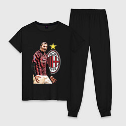 Пижама хлопковая женская Zlatan Ibrahimovic Milan Italy, цвет: черный