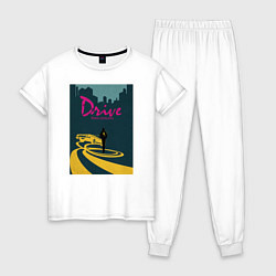 Пижама хлопковая женская Drive, цвет: белый